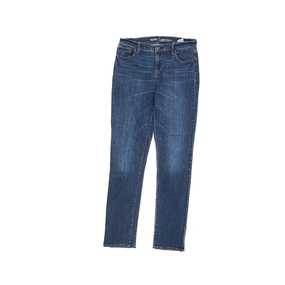 Old Navy Curvy Profile Mid Rise Straight Leg‎ Jeans Dark Wash Blue Womens 6 Long